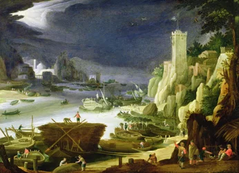 Paesaggio montuoso con estuario